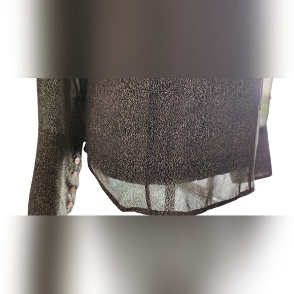 Christopher & Banks Ruffled Sheer Button Up Long Sleeve Blouse Women's L NWT - Picture 7 of 13